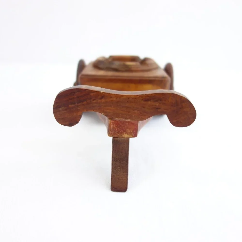 Vintage Handcrafted Small Wooden Oxen Cart‎ Ashtray